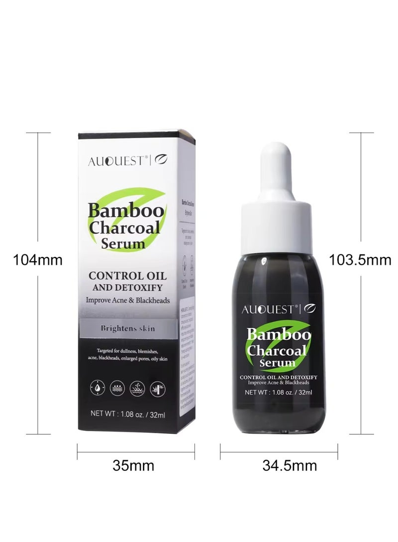 Bamboo Charcoal Serum Bamboo Charcoal Serum Control Oil and Detoxify Reduce Acne Blackheads Brightens Skin Improve Oily Skin Issues Bamboo Charcoal Oil Serum Bamboo Charcoal Acne Face Oil 32ml