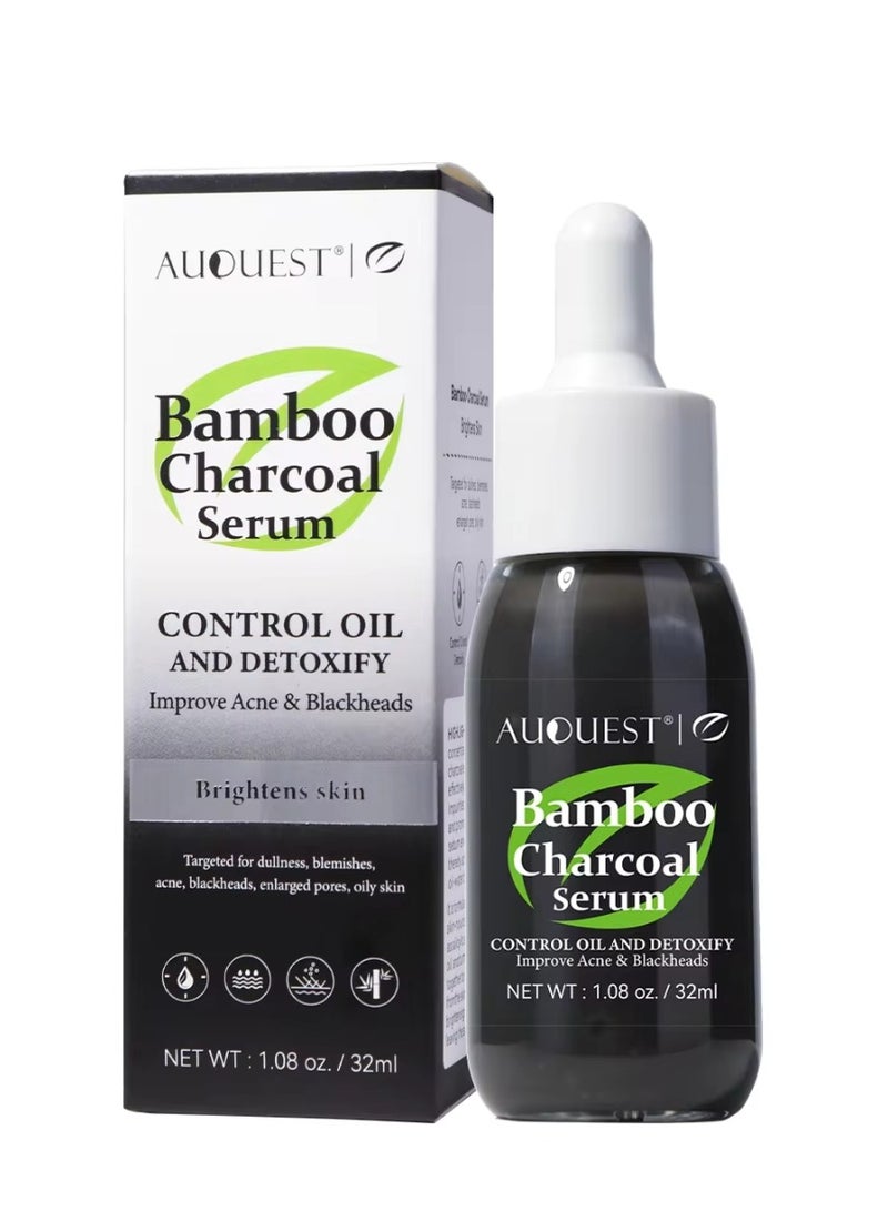 Bamboo Charcoal Serum Bamboo Charcoal Serum Control Oil and Detoxify Reduce Acne Blackheads Brightens Skin Improve Oily Skin Issues Bamboo Charcoal Oil Serum Bamboo Charcoal Acne Face Oil 32ml