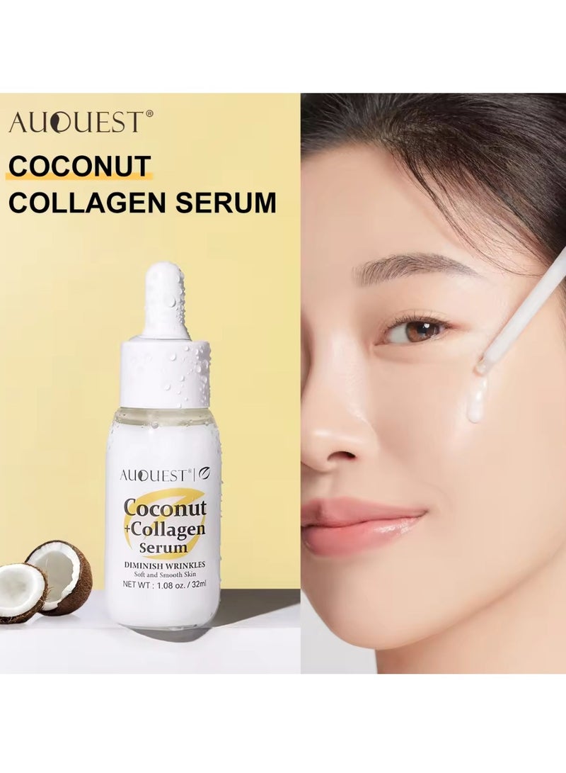 Coconut Collagen Serum Coconut Serum Reduce Wrinkles Tighten and Firm Skin Hydrating Moisturizing Nourishing Collagen Serum Lightweight and Refreshing Smooth Skin Serum Hyaluronic Acid Facial Serum 32ml