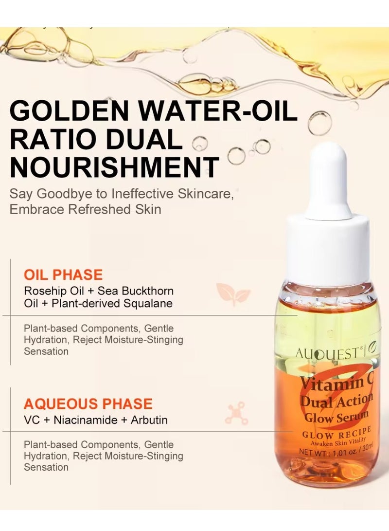 Vitamin C Dual Action Glow Serum Vitamin C Serum Dual Action Vitamin C Serum for Nourish Revitalize Awaken Skin Vitality Day and Night Vitamin C Serum for Face Brighten Hydrate and Plump Skin Plant Based face Serum 32ml