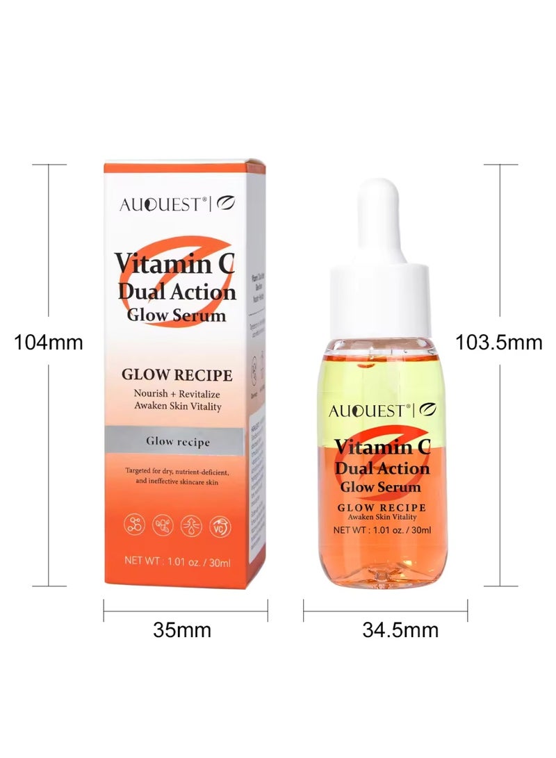 Vitamin C Dual Action Glow Serum Vitamin C Serum Dual Action Vitamin C Serum for Nourish Revitalize Awaken Skin Vitality Day and Night Vitamin C Serum for Face Brighten Hydrate and Plump Skin Plant Based face Serum 32ml