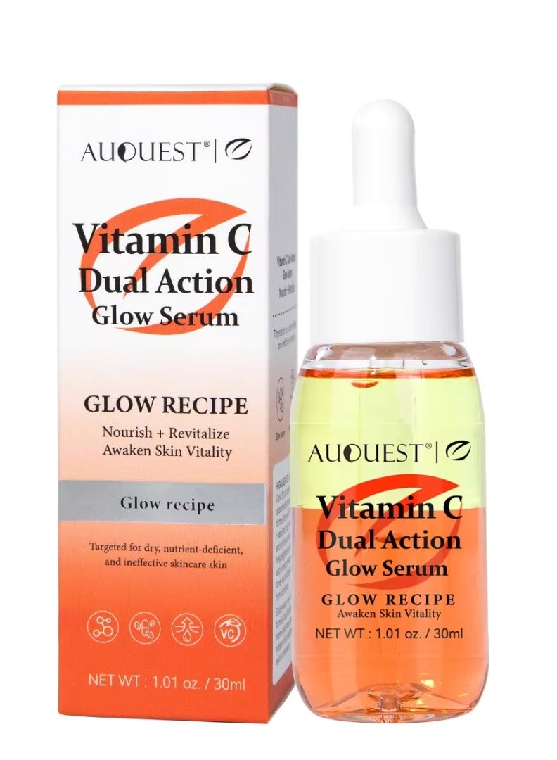 Vitamin C Dual Action Glow Serum Vitamin C Serum Dual Action Vitamin C Serum for Nourish Revitalize Awaken Skin Vitality Day and Night Vitamin C Serum for Face Brighten Hydrate and Plump Skin Plant Based face Serum 32ml