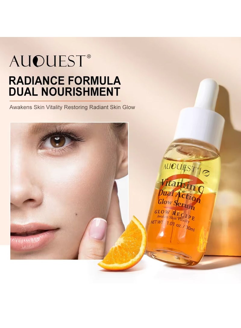 Vitamin C Dual Action Glow Serum Vitamin C Serum Dual Action Vitamin C Serum for Nourish Revitalize Awaken Skin Vitality Day and Night Vitamin C Serum for Face Brighten Hydrate and Plump Skin Plant Based face Serum 32ml