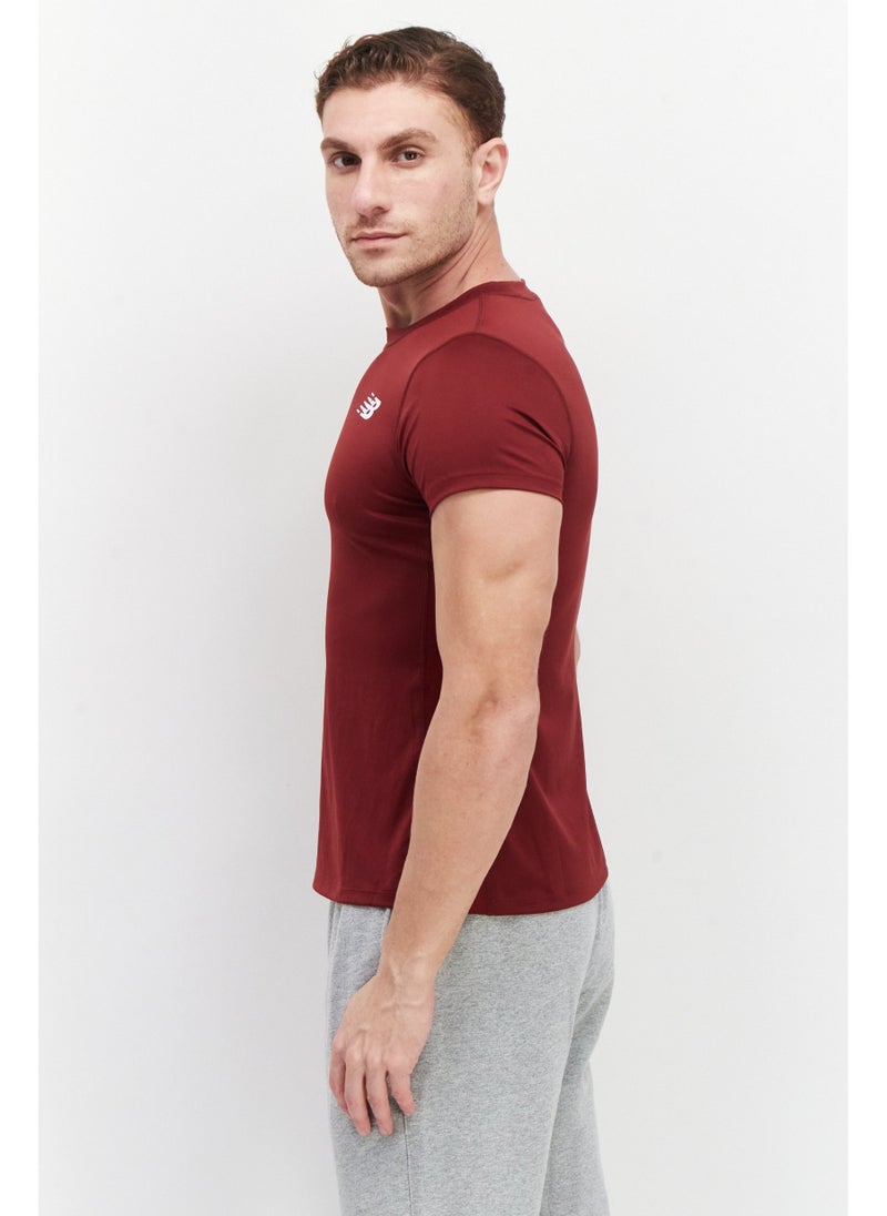 Men Sportswear Fit Short Sleeves Training T-Shirt, Maroon