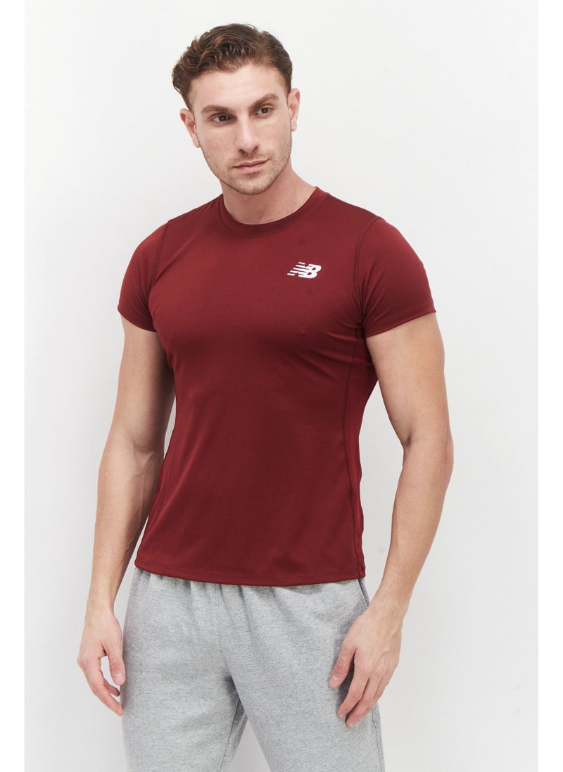 Men Sportswear Fit Short Sleeves Training T-Shirt, Maroon