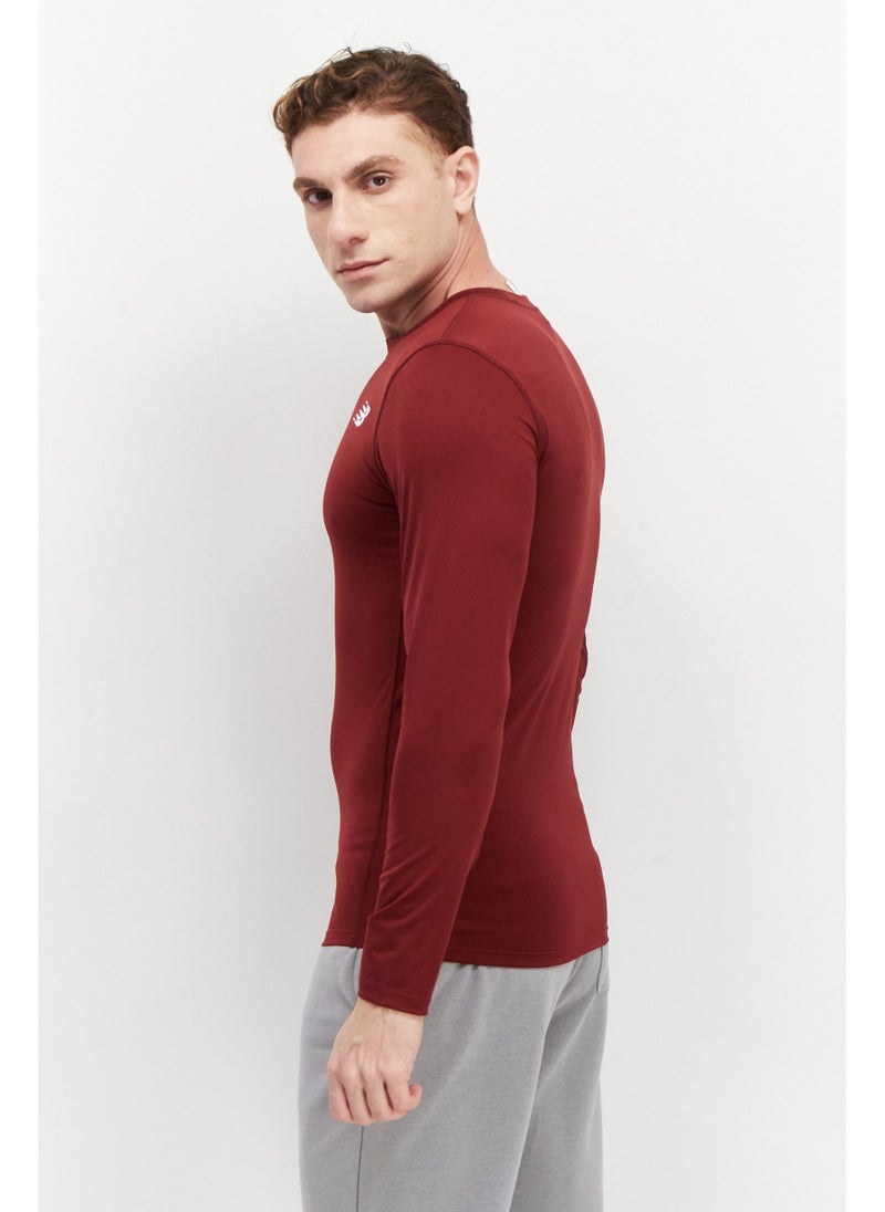 Men Sportswear Fit Long Sleeves Training T-Shirt, Maroon