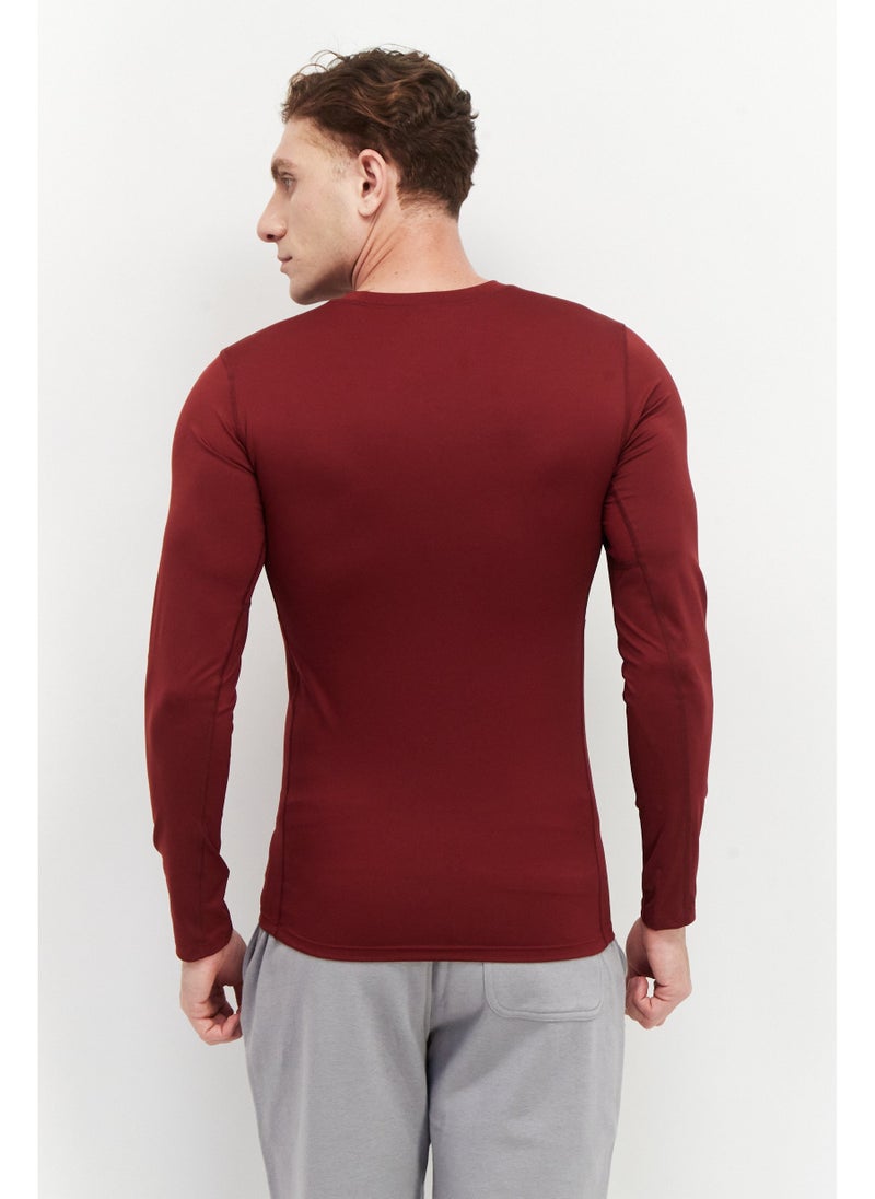 Men Sportswear Fit Long Sleeves Training T-Shirt, Maroon