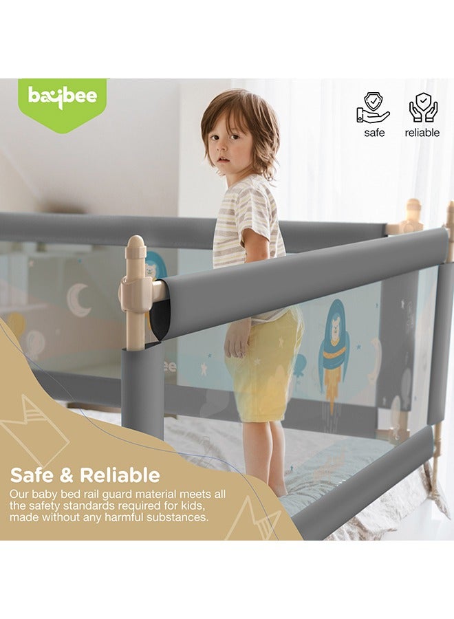 Baybee Bed Rail Guard Barrier for Baby Portable Safety Adjustable Height Falling Protector Fence Grey