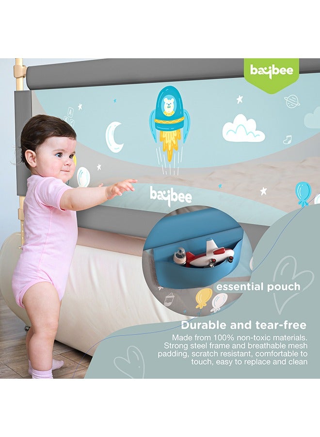 Baybee Bed Rail Guard Barrier for Baby Portable Safety Adjustable Height Falling Protector Fence Grey