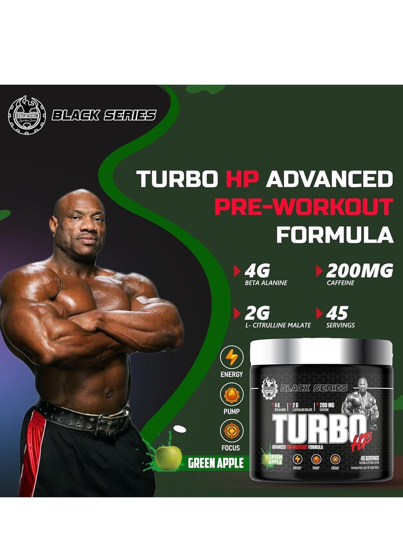 Dexter Jackson Black Series Turbo HP Pre Workout - Blue Raspberry, 450g (45 Servings)