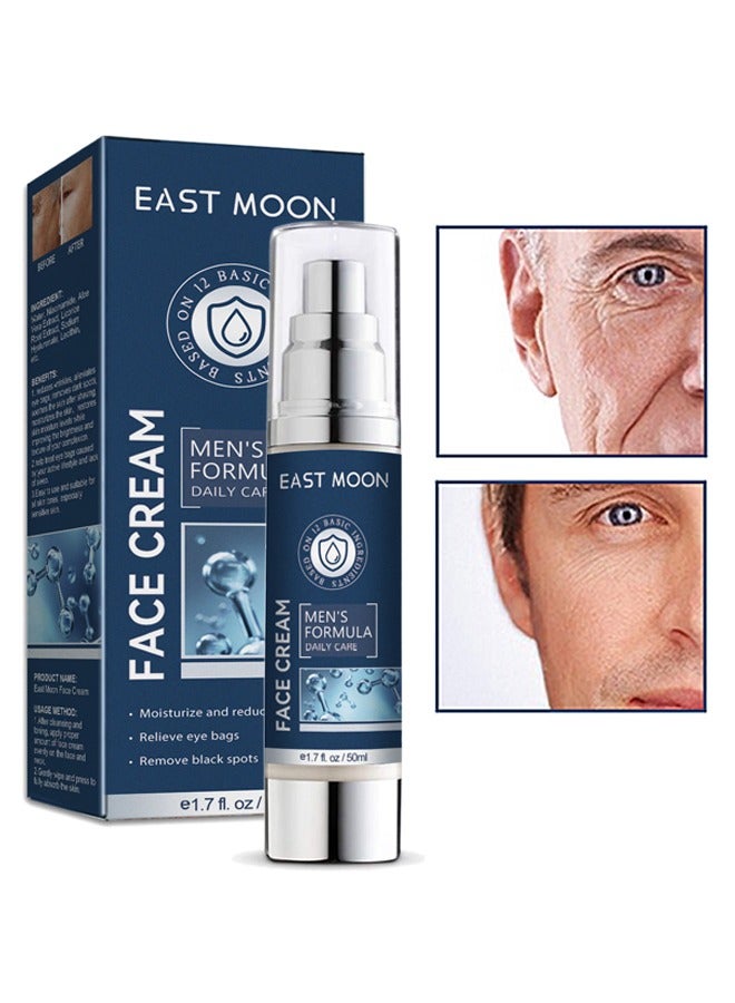 Face Cream Men'S Formula Daily Care, 6 In 1 Mens Face Moisturizer For Under Eye Bags, ,Nourishing Skin And Wrinkles Face Cream For Dark Spots, Fine Lines, Crows Feet Eye 50ML