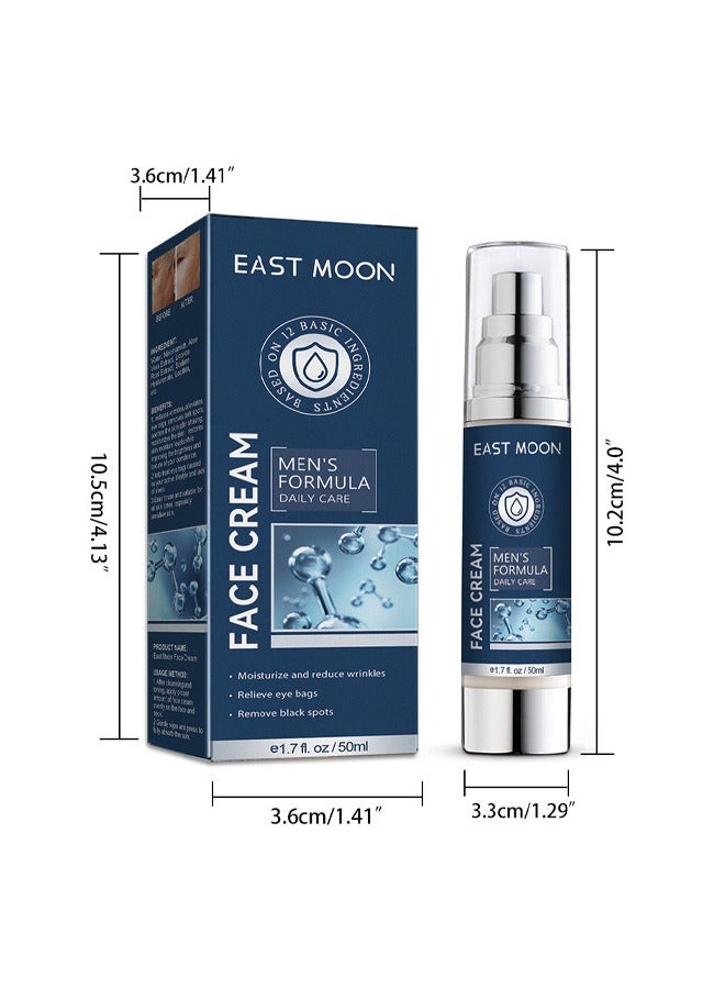 Face Cream Men'S Formula Daily Care, 6 In 1 Mens Face Moisturizer For Under Eye Bags, ,Nourishing Skin And Wrinkles Face Cream For Dark Spots, Fine Lines, Crows Feet Eye 50ML