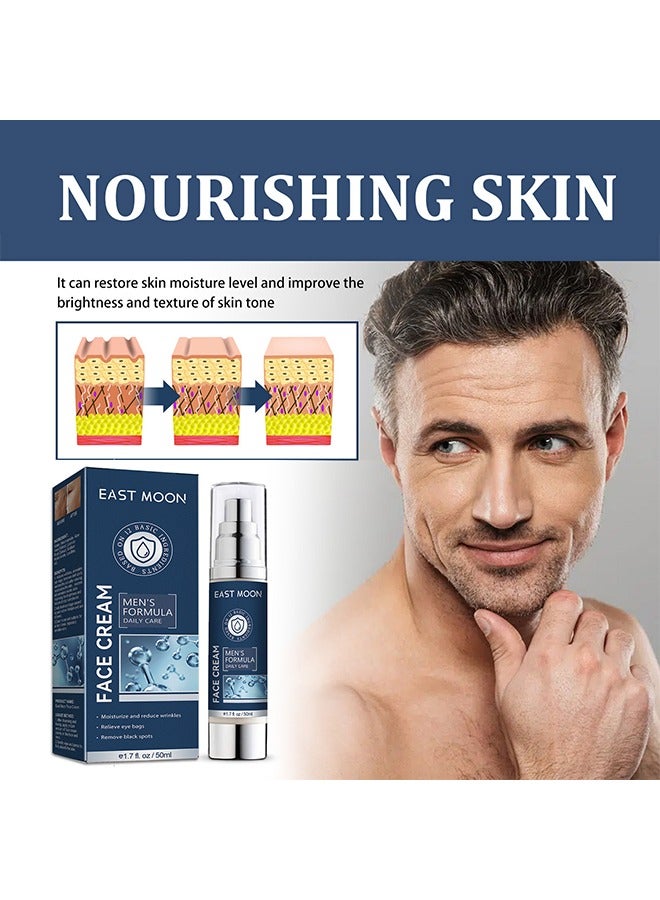 Face Cream Men'S Formula Daily Care, 6 In 1 Mens Face Moisturizer For Under Eye Bags, ,Nourishing Skin And Wrinkles Face Cream For Dark Spots, Fine Lines, Crows Feet Eye 50ML