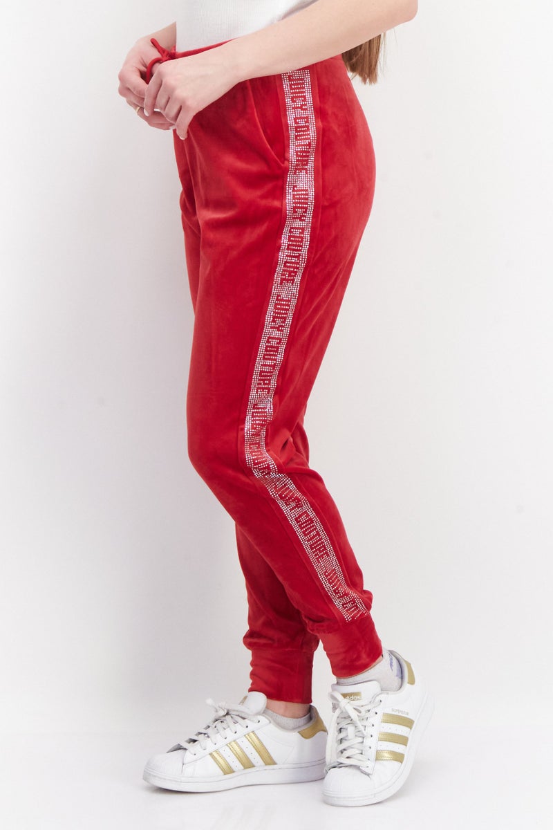 Women Regular Fit Sequin Jogger Pants, Red