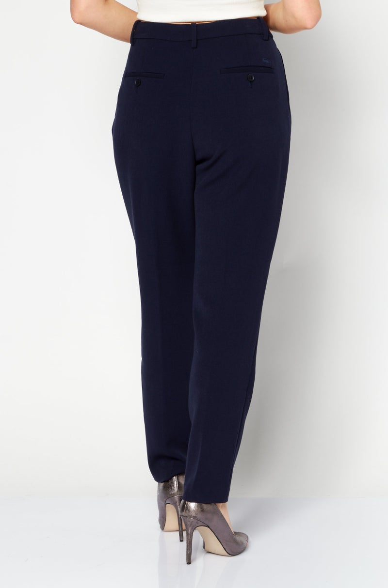 Women Wide Leg Printed Chino Pants, Navy Blue