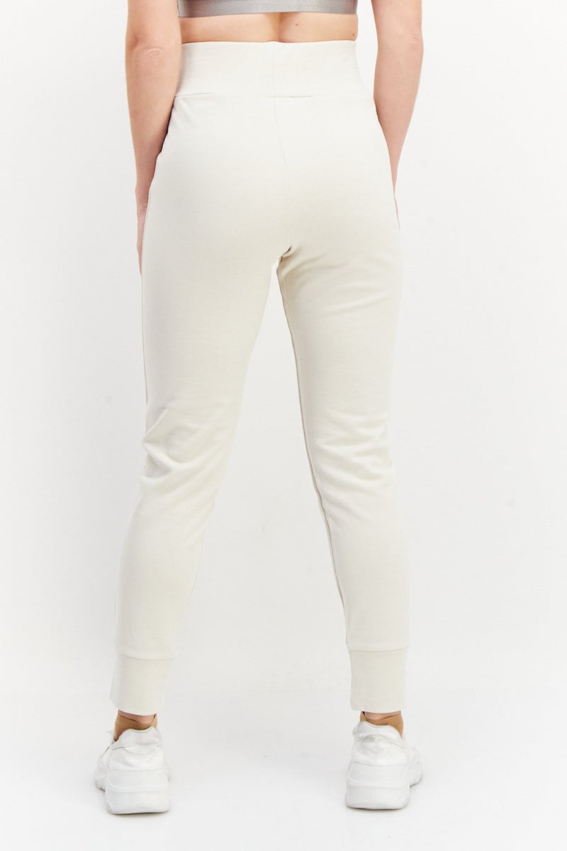 Women Solid Basic Tapered Pull On Jogger Pants, Light Beige