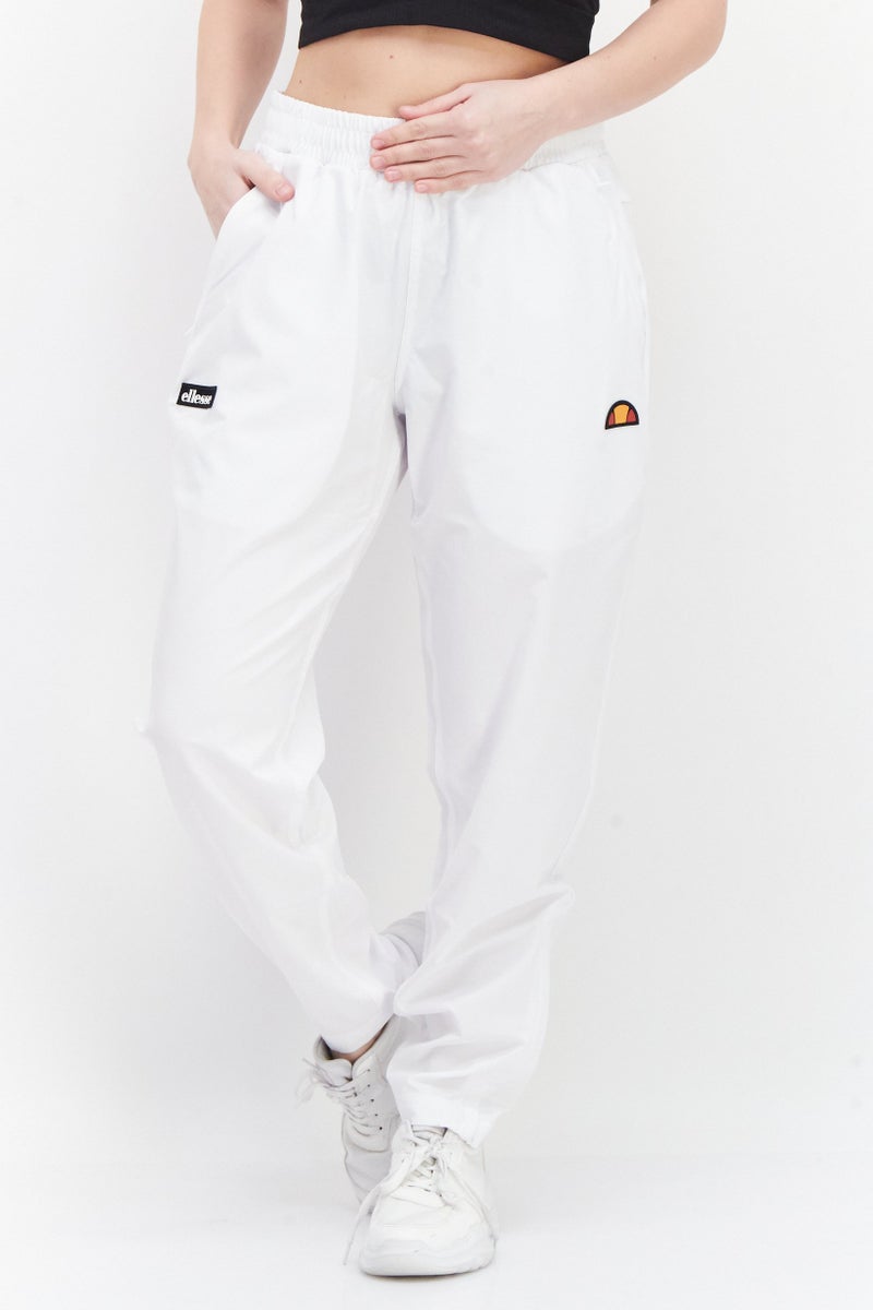 Women Regular Fit Drawstring Brand Logo Sweatpants, White