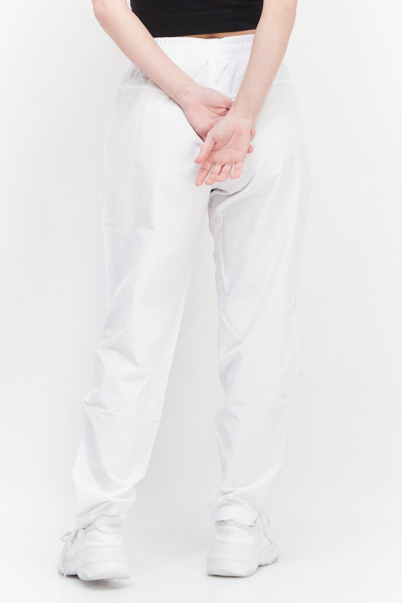 Women Regular Fit Drawstring Brand Logo Sweatpants, White