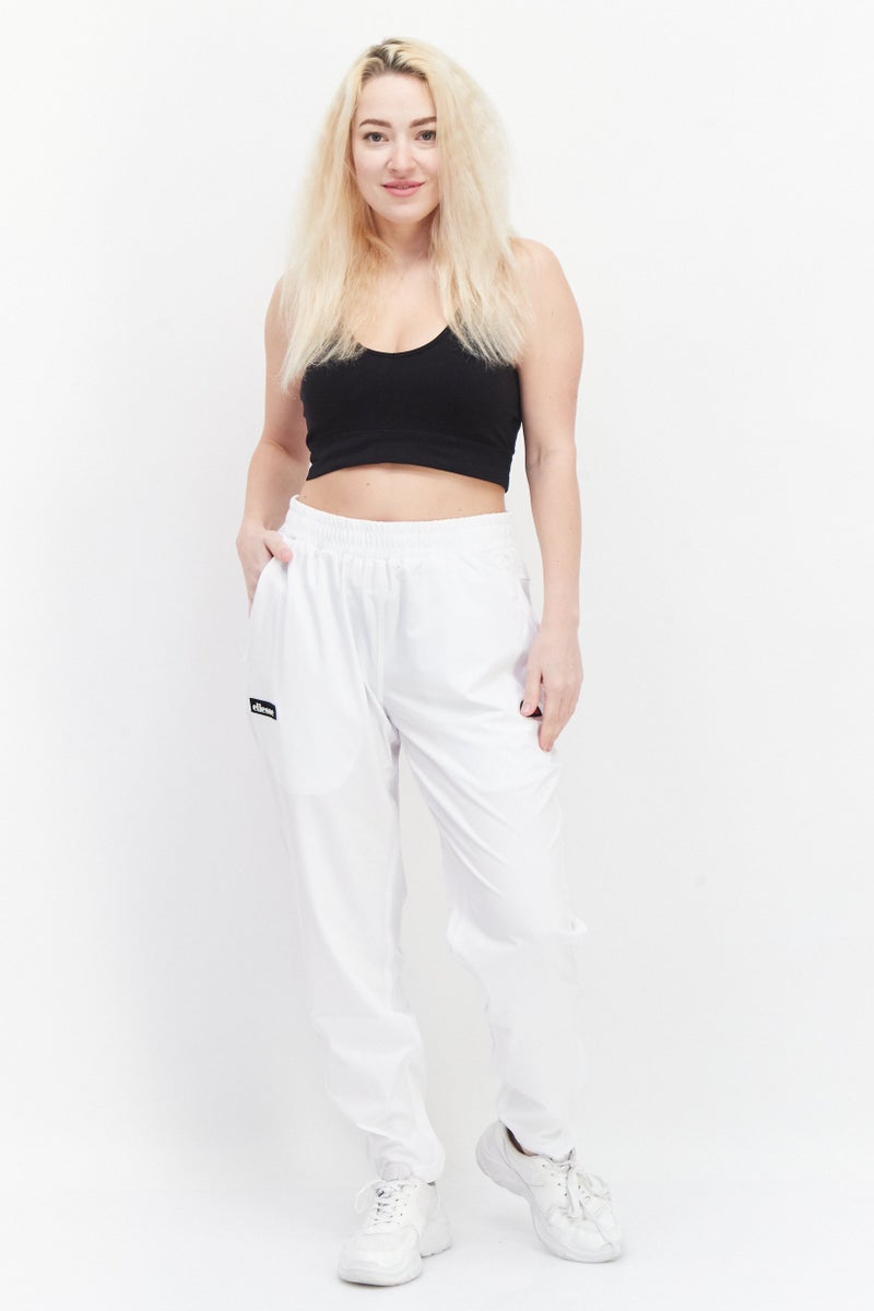 Women Regular Fit Drawstring Brand Logo Sweatpants, White