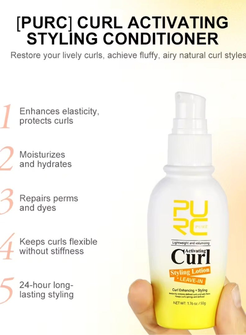 50g Leave in Curl Styling Lotion Activating Curl Styling Lotion for Curl Enhancing and Styling Restores Defined Curls and Sets Hair Curling Gel for Hair Moisturizes and Hydrates 24H Styling Hair Gel