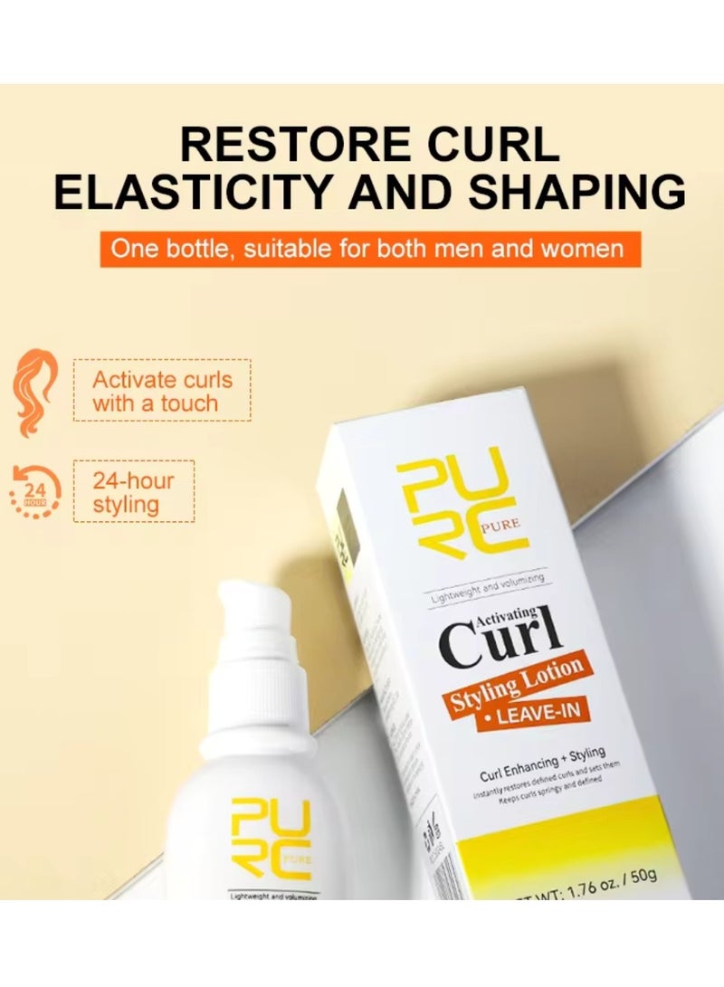 50g Leave in Curl Styling Lotion Activating Curl Styling Lotion for Curl Enhancing and Styling Restores Defined Curls and Sets Hair Curling Gel for Hair Moisturizes and Hydrates 24H Styling Hair Gel