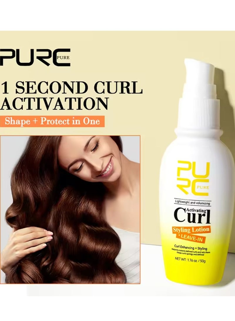 50g Leave in Curl Styling Lotion Activating Curl Styling Lotion for Curl Enhancing and Styling Restores Defined Curls and Sets Hair Curling Gel for Hair Moisturizes and Hydrates 24H Styling Hair Gel