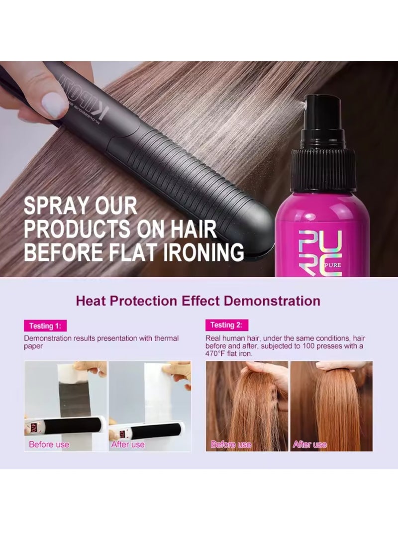 75ml Heat Protection Spray for Hair Reduce Frizz Hydrate Smooth Hair for 3 Days Heat Protection Up to 240°C+ 470°F for Curling Perming Blow Dry Leave in Essential Oil Heat Protection Spray