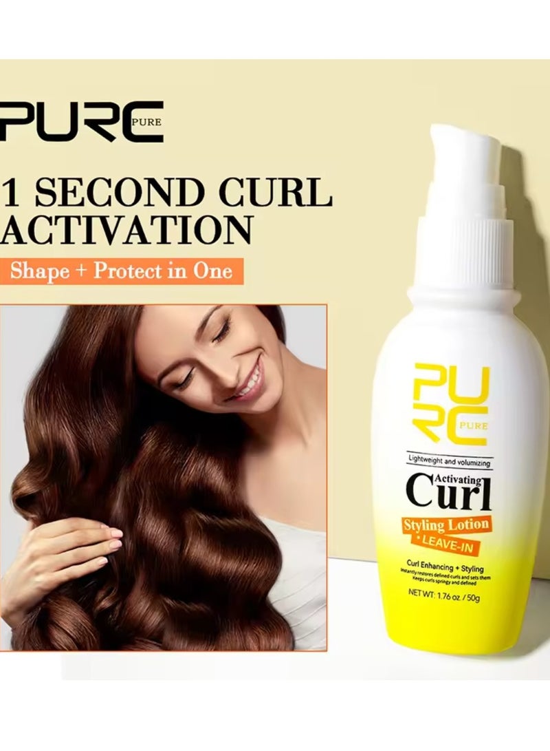 50g Leave in Curl Styling Lotion Activating Curl Styling Lotion for Curl Enhancing and Styling Restores Defined Curls and Sets Hair Curling Gel for Hair Moisturizes and Hydrates 24H Styling Hair Gel