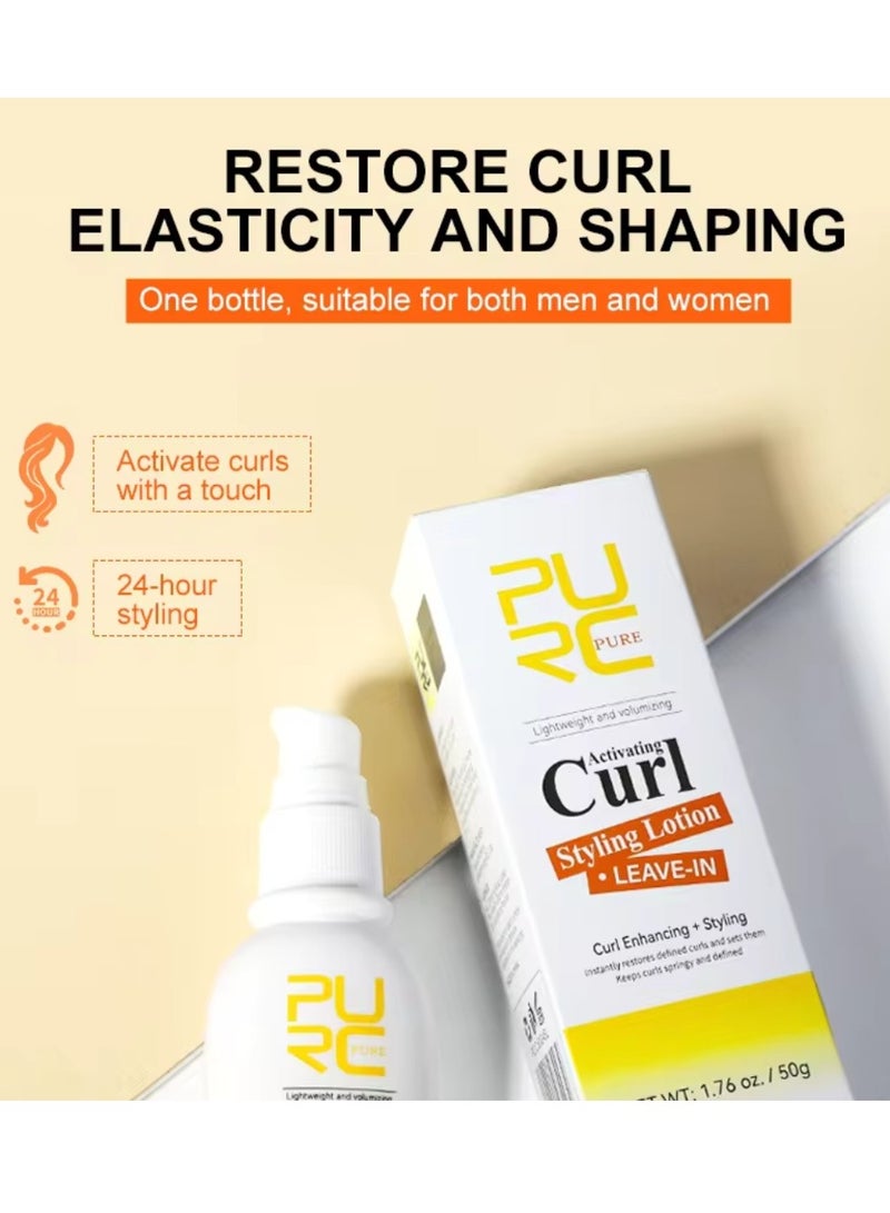 50g Leave in Curl Styling Lotion Activating Curl Styling Lotion for Curl Enhancing and Styling Restores Defined Curls and Sets Hair Curling Gel for Hair Moisturizes and Hydrates 24H Styling Hair Gel