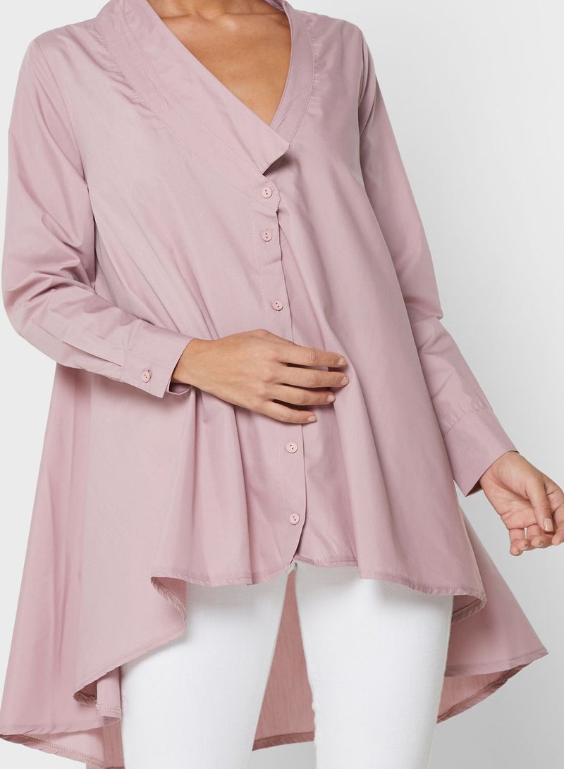 High Low Asymmetric Button Down Shirt