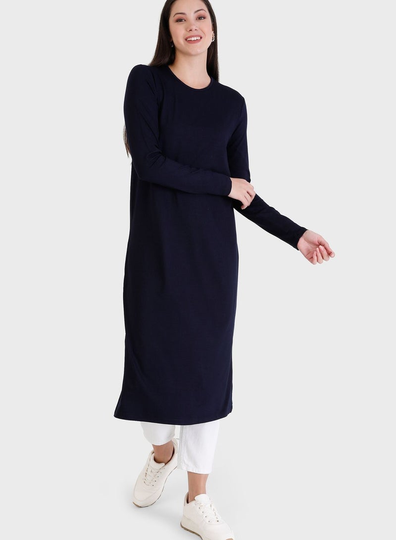 Round Neck Longline Tunic