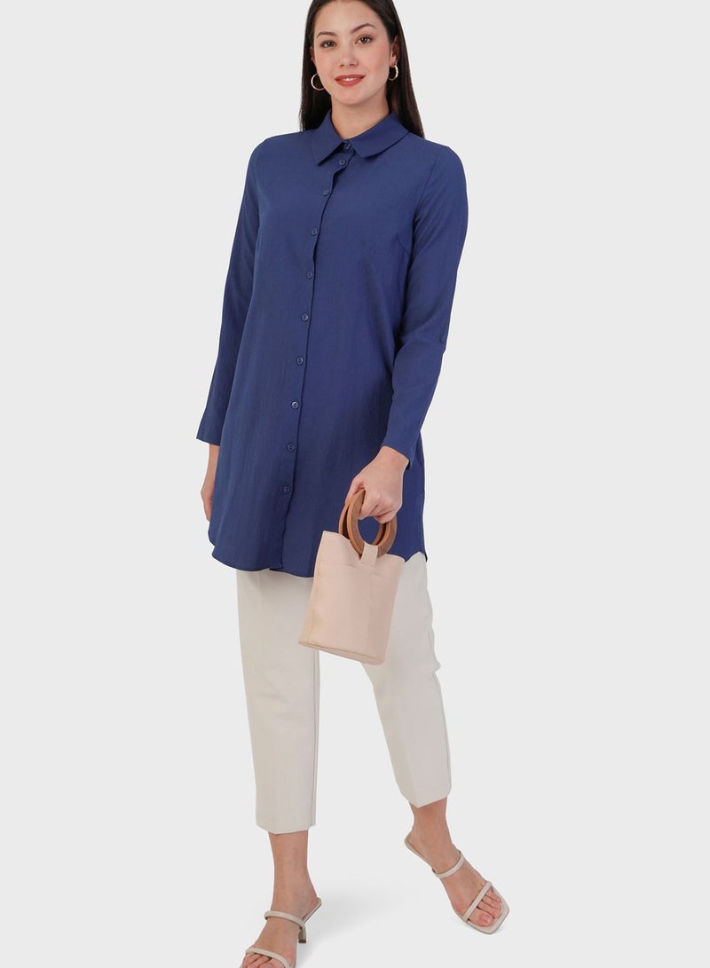 Button Detail Shirt Tunic