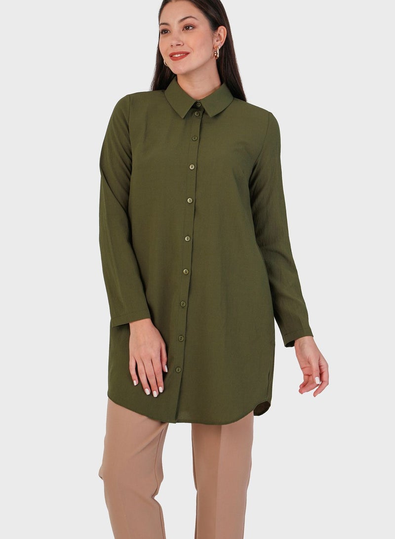 Button Detail Shirt Tunic