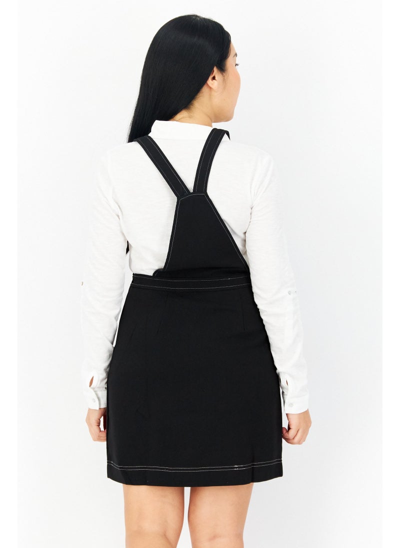 Women Plain Sleeveless Jumper, Black