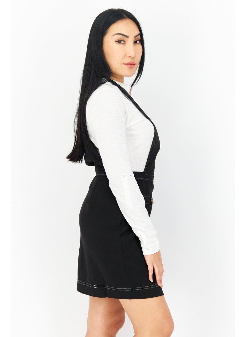 Women Plain Sleeveless Jumper, Black
