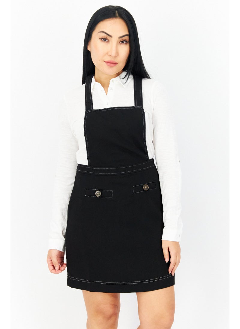 Women Plain Sleeveless Jumper, Black