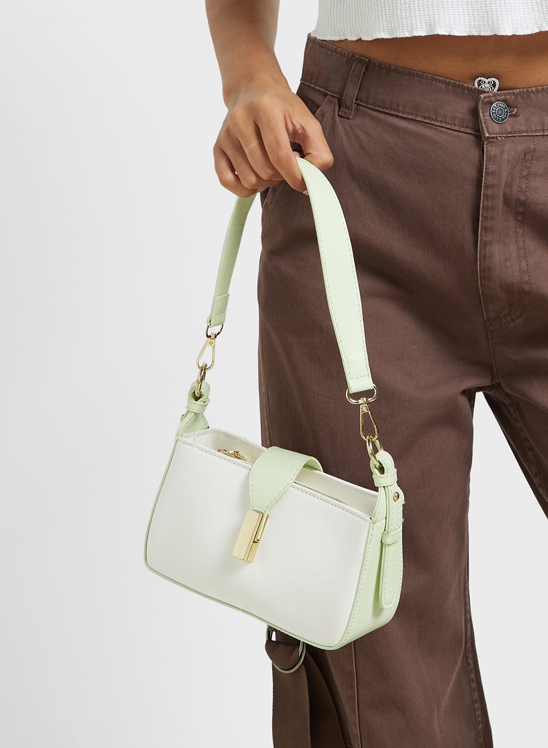 Metal Trim Detail Crossbody Bag With Long Strap