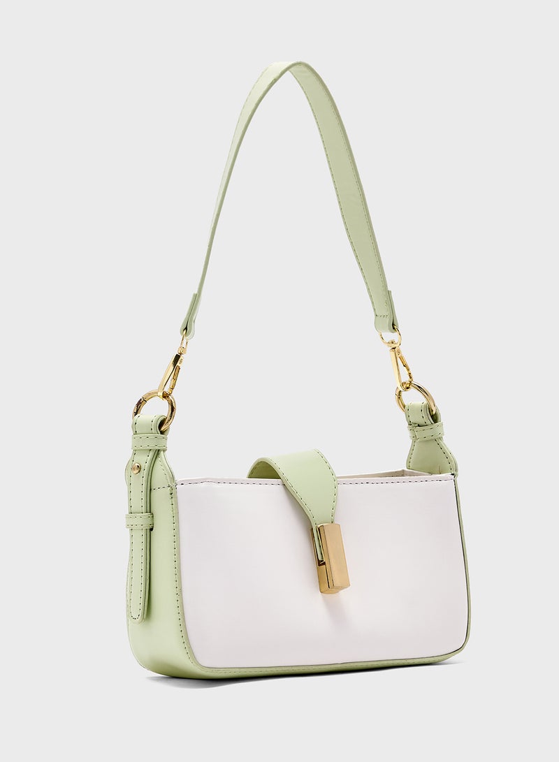 Metal Trim Detail Crossbody Bag With Long Strap