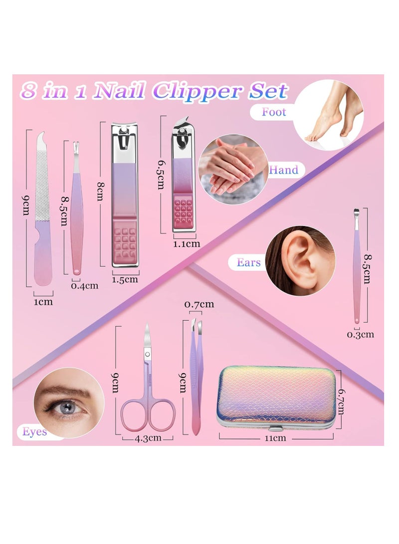 Manicure Set Women Nail Clippers Manicure Pedicure Kit Basis Stainless Steel Manicure Kit Grooming Kit Nail Clipper Set Personal Nail Care Tools with Travel Case Gift for Women