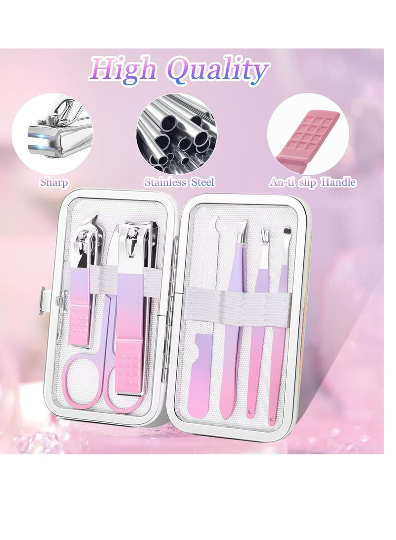 Manicure Set Women Nail Clippers Manicure Pedicure Kit Basis Stainless Steel Manicure Kit Grooming Kit Nail Clipper Set Personal Nail Care Tools with Travel Case Gift for Women