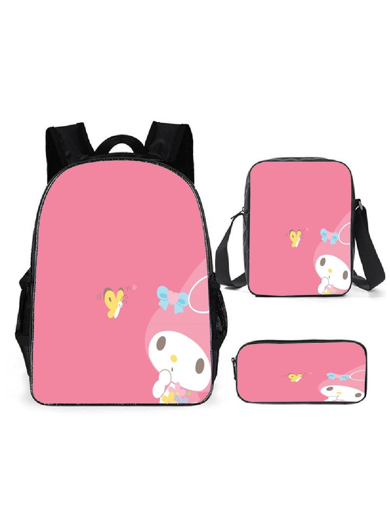 Kuromi Schoolbag Student Popular Cartoon Backpack Shoulder Bag Pencil Case Three-Piece Set 29*16*42cm