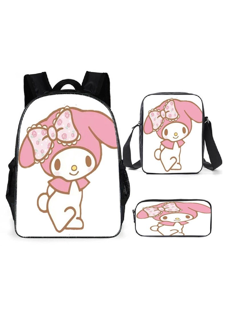 Kuromi Schoolbag Student Popular Cartoon Backpack Shoulder Bag Pencil Case Three-Piece Set 29*16*42cm