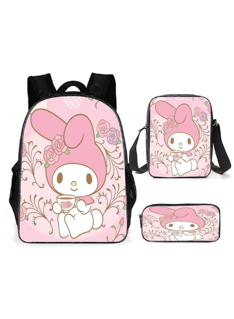 Kuromi Schoolbag Student Popular Cartoon Backpack Shoulder Bag Pencil Case Three-Piece Set 29*16*42cm