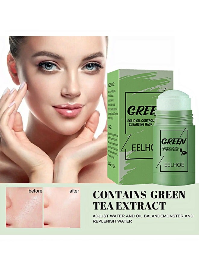 Green Tea Mask Stick, Blackhead Remover Face Mask Clay Mask Purifying Oil Control Clean Solid Mask Moisturizing Acne Deep Pore Cleansing