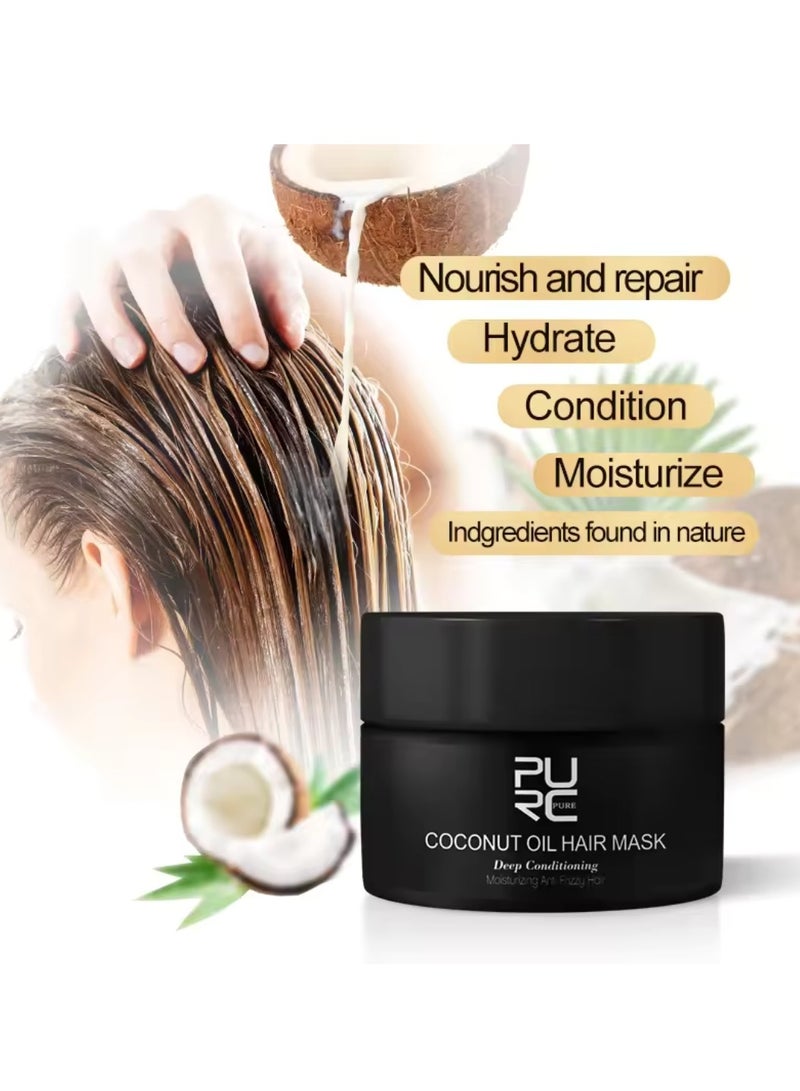 50ml Coconut Oil Hair Mask Deep Conditioning Moisturizing Anti Frizzy Hair Coconut Hair Mask Hydrate Moisturize Nourish and Repair Damaged Hair Smooth and Shiny Hair with Coconut Oil