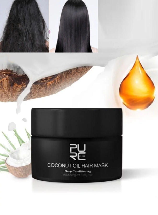 50ml Coconut Oil Hair Mask Deep Conditioning Moisturizing Anti Frizzy Hair Coconut Hair Mask Hydrate Moisturize Nourish and Repair Damaged Hair Smooth and Shiny Hair with Coconut Oil