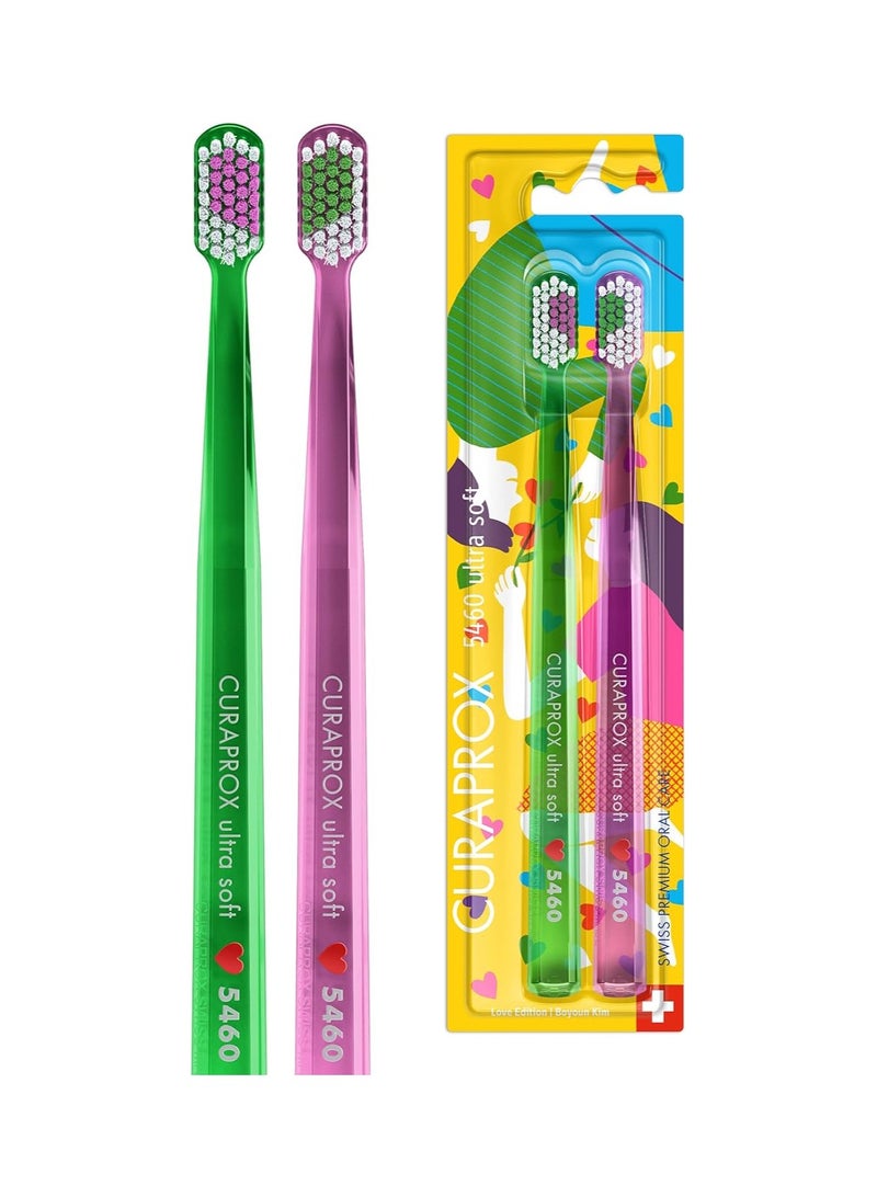 Curaprox CS 5460 Manual Toothbrush Ultra Soft Special Edition Love 2023 Soft Toothbrush Pack of 2