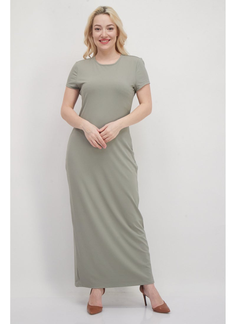 Women Plain Maxi Dress, Olive