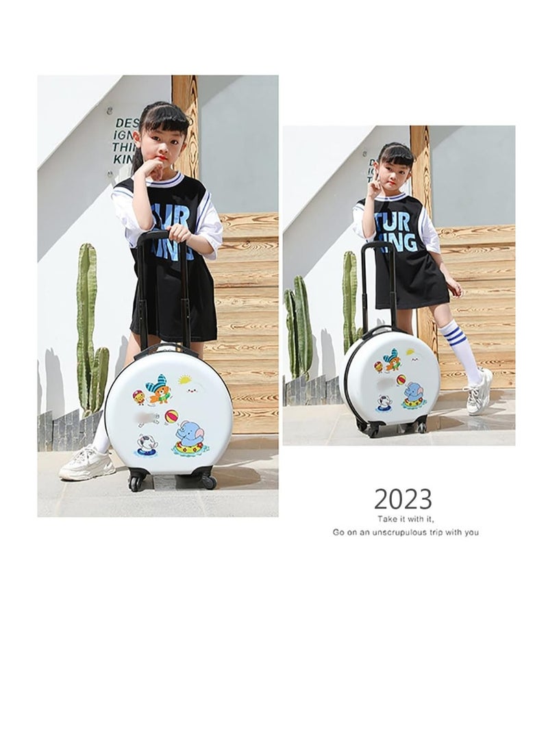 Kids Luggage Travel Suitcase Children's Carry on Luggage 18 inch Cartoon Rolling Trolley Case Ride on Wheeled Suitcase for Children Toddlers Boys Girls