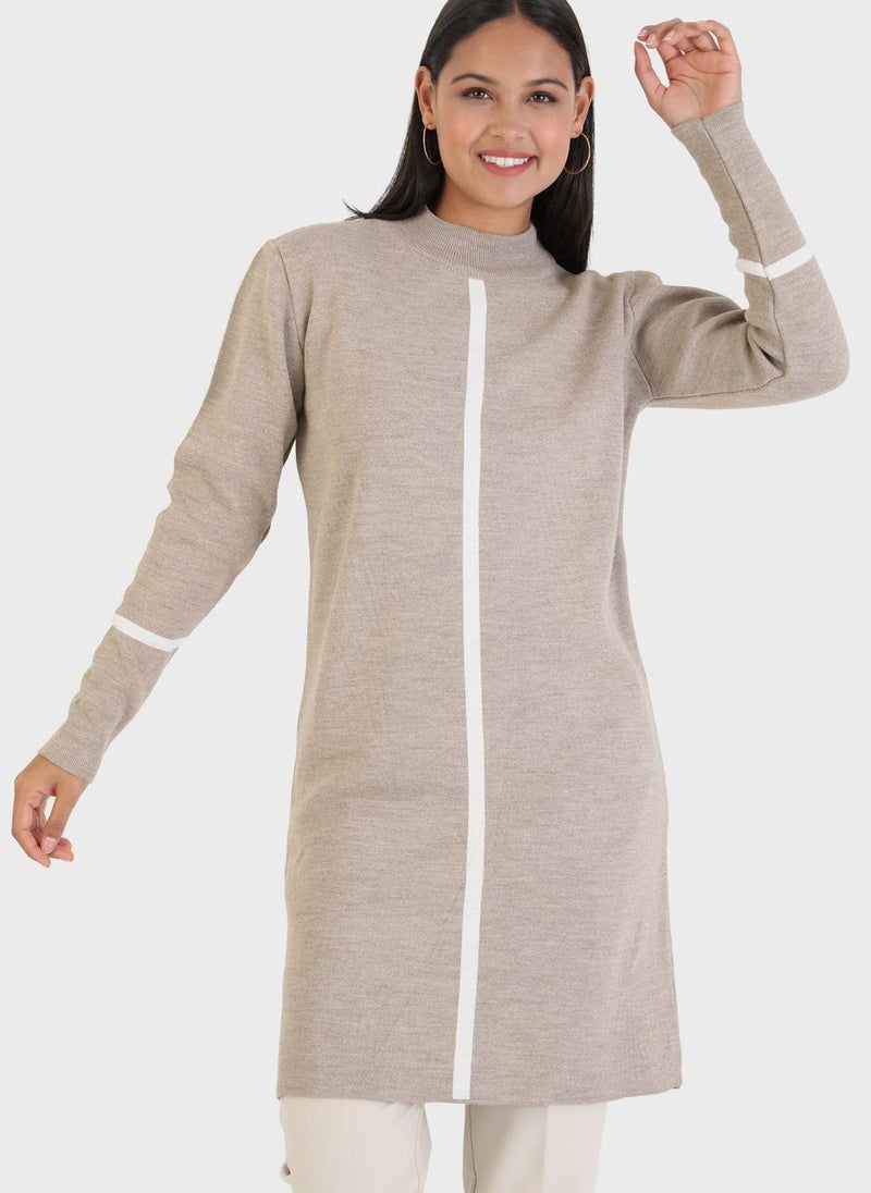 Stripe Detail Crew Neck Tunic